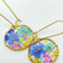 Pink And Blue Flowers Dangle Earrings Silver Or Gold, thumbnail 2 of 8