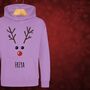 Rudolph The Reindeer Personalised Kids Hoodie Christmas Jumper, thumbnail 11 of 11