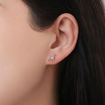Sterling Silver Dinosaur Screw Back Earrings, 5 of 9