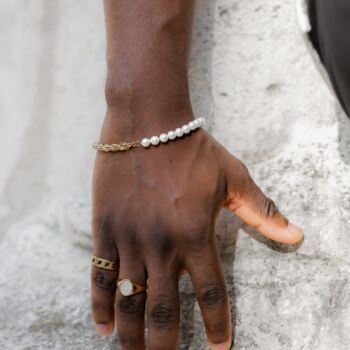 Half Gold Half Pearl Bracelet Chain For Men, 3 of 6