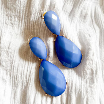 Blue Faceted Statement Teardrop Earrings, 2 of 2