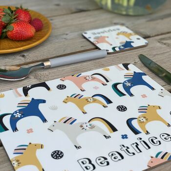 Ponies Personalised Placemat, 3 of 6