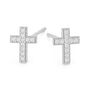 Sterling Silver Sparkling Cross Stud Earrings – 8mm X 6mm, thumbnail 3 of 7