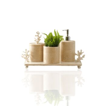 Beige Marble Bathroom Set With Coral Detail, 2 of 2