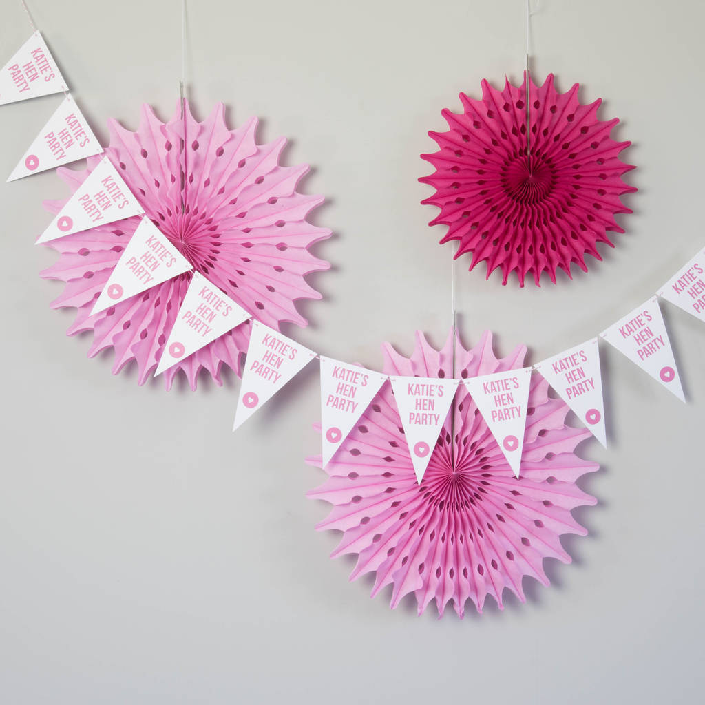Pink Love Hearts Personalised Hen Do Night Party Bunting
