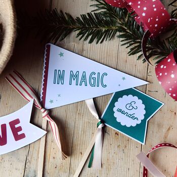 Personalised Believe In Magic Christmas Flags Card, 2 of 12