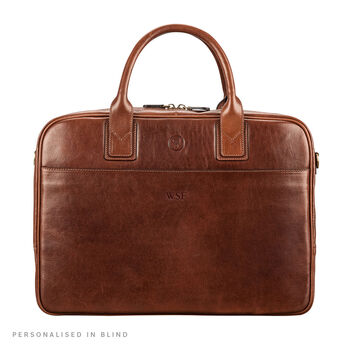 Personalised Leather Briefcase Bag For Men 'Calvino', 2 of 12