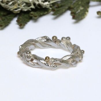 Entwined Silver And Solid Gold Forest Twig Ring, 3 of 8
