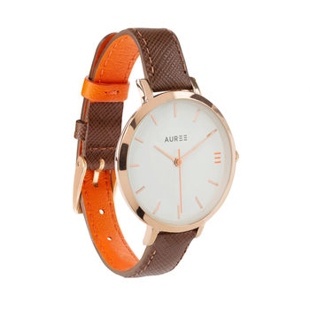 Montmartre Brown And Orange Leather Ladies Watch, 5 of 7
