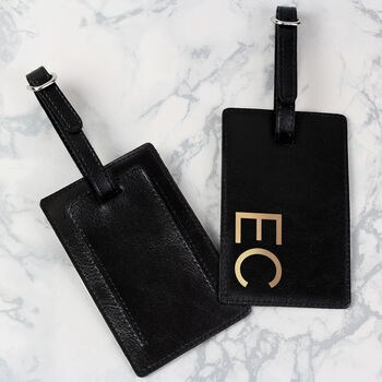 Personalised Gold Initials Black Luggage Tag, 3 of 4