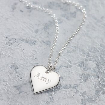 Engraved Sterling Silver Medium Heart Necklace, 5 of 8
