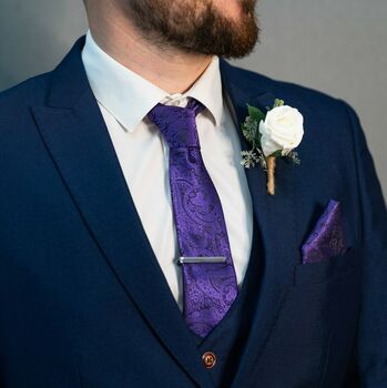 Cadbury Purple Wedding Tie Set And Socks Groomsmen Gift, 6 of 7