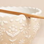 Pink Floral Scalloped Edge Ceramic Ramen Bowl And Chopsticks Set, thumbnail 4 of 4