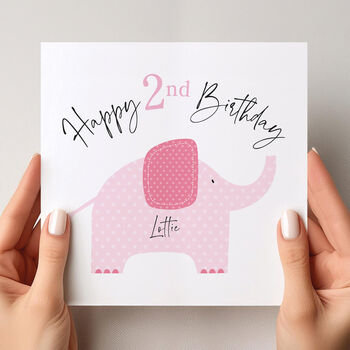 Personalised 1st / 2nd Birthday Card: Pink Or Blue Elephant Design, 6 of 9