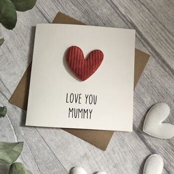 Love You Mummy/Mum Corduroy Heart Birthday Card, 3 of 3