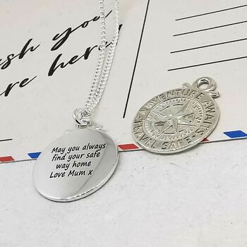 Travel Safe Compass St Christopher Silver Necklace, 5 of 11