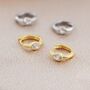 Single Pear Cut Cz Huggie Hoop In Sterling Silver, thumbnail 1 of 12