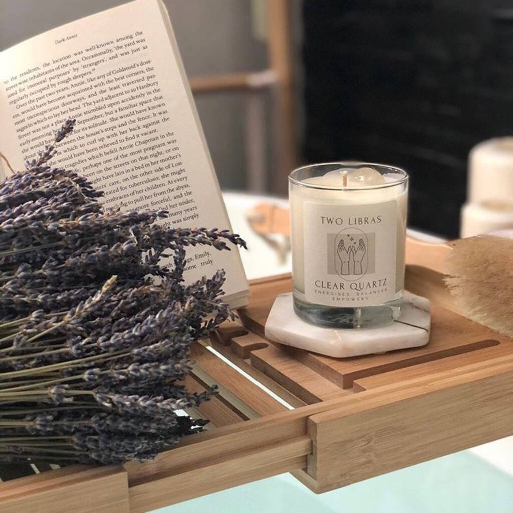 Clear Quartz Crystal Intention Candle For Clarity By Two Libras