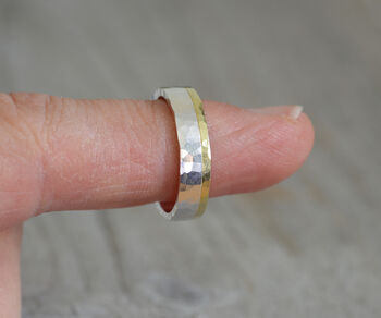 18ct Yellow Gold And Sterling Silver Wedding Band, 5 of 6