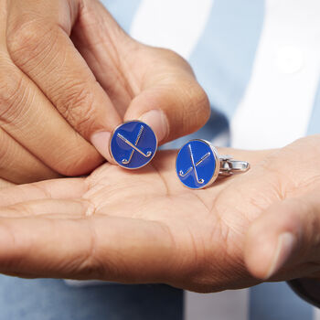 Navy Mens Golf Club Cufflinks, 2 of 5