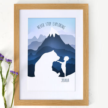 Personalised Never Stop Exploring Boy And Bear Artwork, 4 of 8