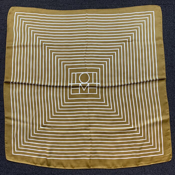 Cream And Khaki Geometric Striped Silky Scarf, 2 of 4