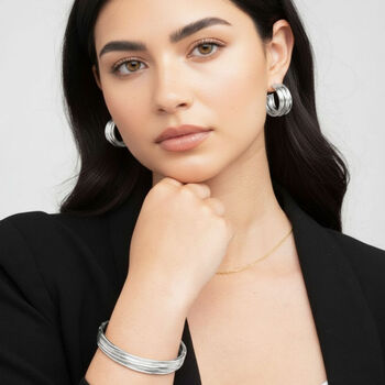 Nami 925 Sterling Silver Plated Twist Bangle, 3 of 5