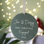First Christmas Engaged Wooden Tree Decoration, thumbnail 4 of 9