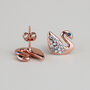 Rose Gold Crystal Swan Stud Earrings, thumbnail 2 of 3