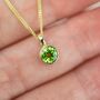 Peridot August Birthstone Gold Solitaire Pendant, thumbnail 2 of 8