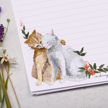 A4 Letter Writing Paper With Cats And Flowers, 2 of 4