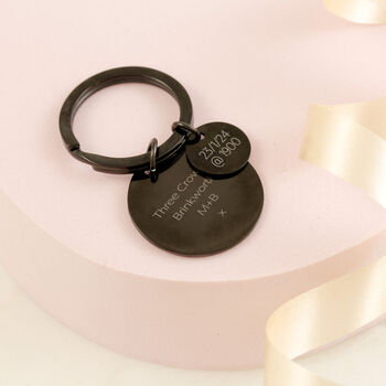 Star Map Memorable Date Black Steel Keyring, 7 of 11