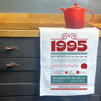 Personalised 30th Birthday Gift Microfibre Tea Towel, 7 of 9