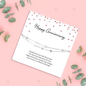 Happy Anniversary Bracelet | Silver Hearts Bracelet In Box, 2 of 5