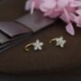 Uncoloured Forget Me Not Flower Cz Huggie Hoop Earrings, thumbnail 4 of 11