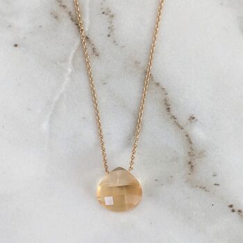 Citrine Teardrop November Birthstone Necklace, Gold, 3 of 6