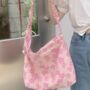 Ruched Floral Pink And White Shoulder Bag, thumbnail 2 of 8