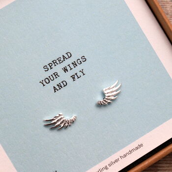 Angel Wing Earrings Studs In Gift Box, 4 of 4