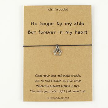 No Longer By My Side Pet Paw Charm Wish Bracelet, 3 of 4