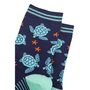 Women's Sea Turtles Bamboo Ankle Socks Navy Mint, thumbnail 4 of 4