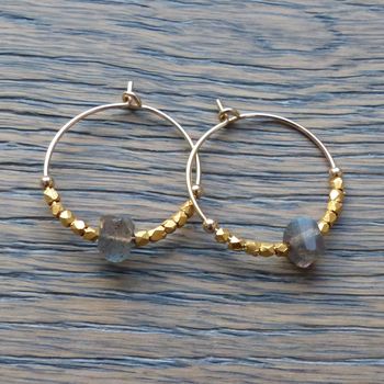 14ct Gold Filled And Vermeil Labradorite Hoops, 9 of 11