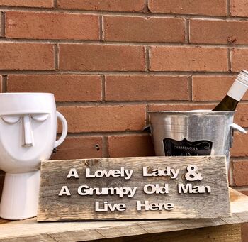 Lady And Grumpy Old Man Sign Mum And Dad Reclaimed Wood, 3 of 6