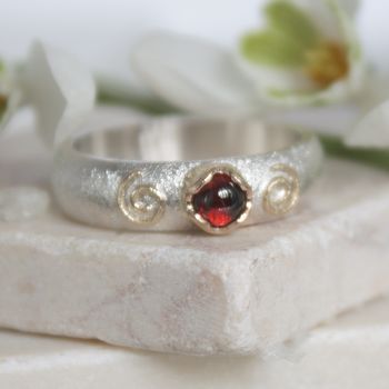 Gemstone Band Ring, Silver And Gold Ring, 4 of 8