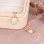 Sterling Silver Genuine Freshwater Pearl And Mobius Circle Dangle Drop Earrings, thumbnail 2 of 12