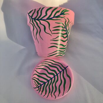 Palm Print Hand Painted Plant Pot, 7 of 7