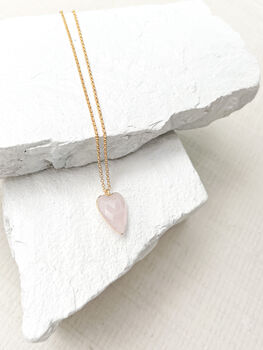 Rose Quartz Heart Necklace Real 18k Gold Plated, 3 of 3