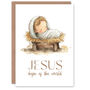 Hope Of The World Baby Jesus In Manger Watercolour Christmas Card, thumbnail 1 of 4