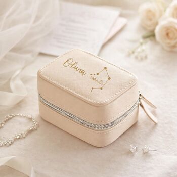 Personalised Star Sign Zodiac Travel Jewellery Box Gift For Her, 2 of 12
