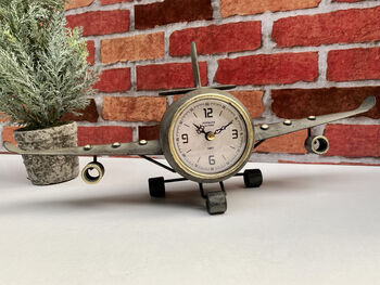 42cm Metal Fighter Aeroplane Clock Novelty Desk Freestanding Or Wall Mount, 6 of 7