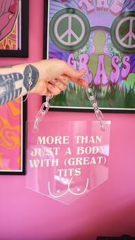 More Than A Body Clear Acrylic Banner With Chain, 4 of 7
